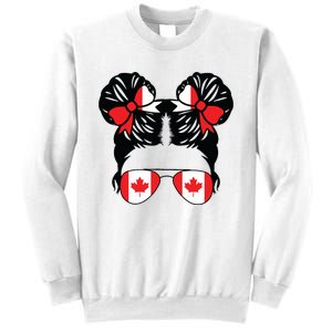 Canadian Girl Messy Hair Canada Pride Patriotic Sweatshirt