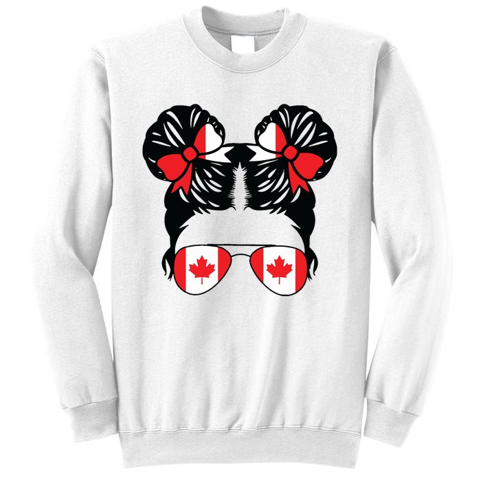 Canadian Girl Messy Hair Canada Pride Patriotic Sweatshirt