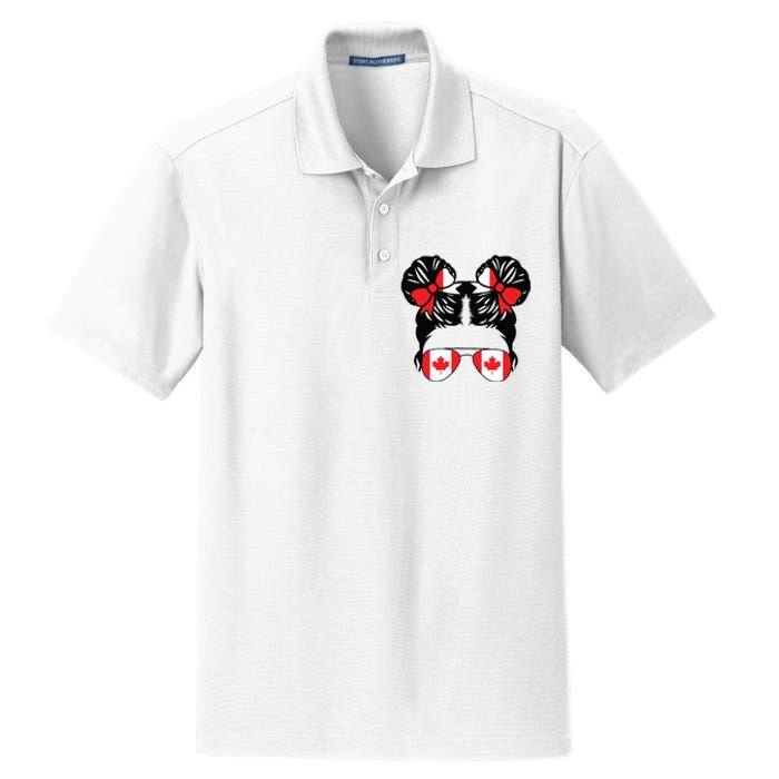 Canadian Girl Messy Hair Canada Pride Patriotic Dry Zone Grid Polo