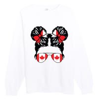 Canadian Girl Messy Hair Canada Pride Patriotic Premium Crewneck Sweatshirt