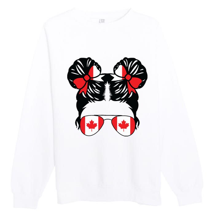 Canadian Girl Messy Hair Canada Pride Patriotic Premium Crewneck Sweatshirt