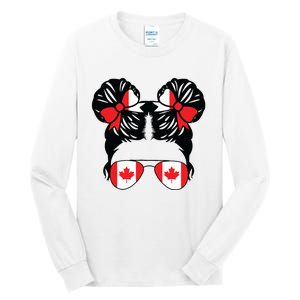 Canadian Girl Messy Hair Canada Pride Patriotic Tall Long Sleeve T-Shirt