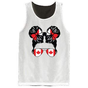 Canadian Girl Messy Hair Canada Pride Patriotic Mesh Reversible Basketball Jersey Tank