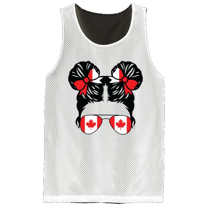 Canadian Girl Messy Hair Canada Pride Patriotic Mesh Reversible Basketball Jersey Tank