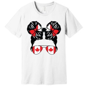 Canadian Girl Messy Hair Canada Pride Patriotic Premium T-Shirt