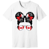 Canadian Girl Messy Hair Canada Pride Patriotic Premium T-Shirt