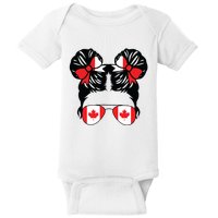 Canadian Girl Messy Hair Canada Pride Patriotic Baby Bodysuit