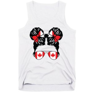 Canadian Girl Messy Hair Canada Pride Patriotic Tank Top