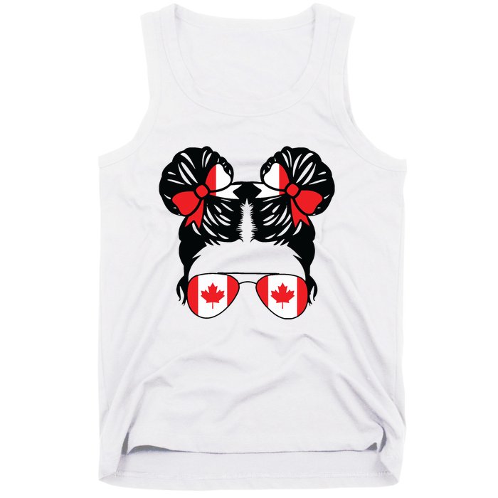 Canadian Girl Messy Hair Canada Pride Patriotic Tank Top