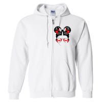 Canadian Girl Messy Hair Canada Pride Patriotic Full Zip Hoodie