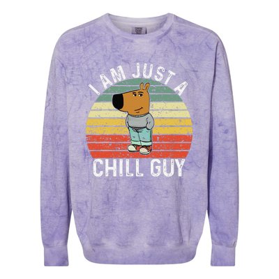 Chill Guy Meme Dog Cool Internet Statement Gift Colorblast Crewneck Sweatshirt