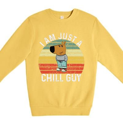 Chill Guy Meme Dog Cool Internet Statement Gift Premium Crewneck Sweatshirt