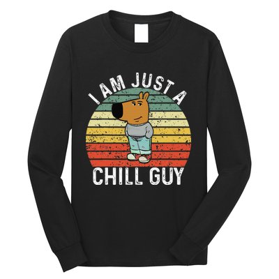 Chill Guy Meme Dog Cool Internet Statement Gift Long Sleeve Shirt