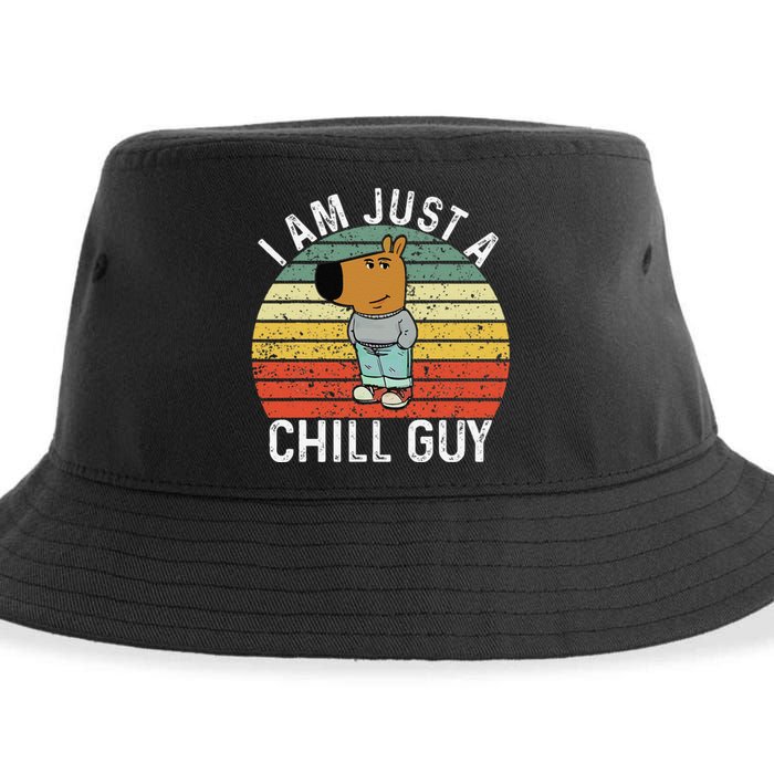 Chill Guy Meme Dog Cool Internet Statement Gift Sustainable Bucket Hat