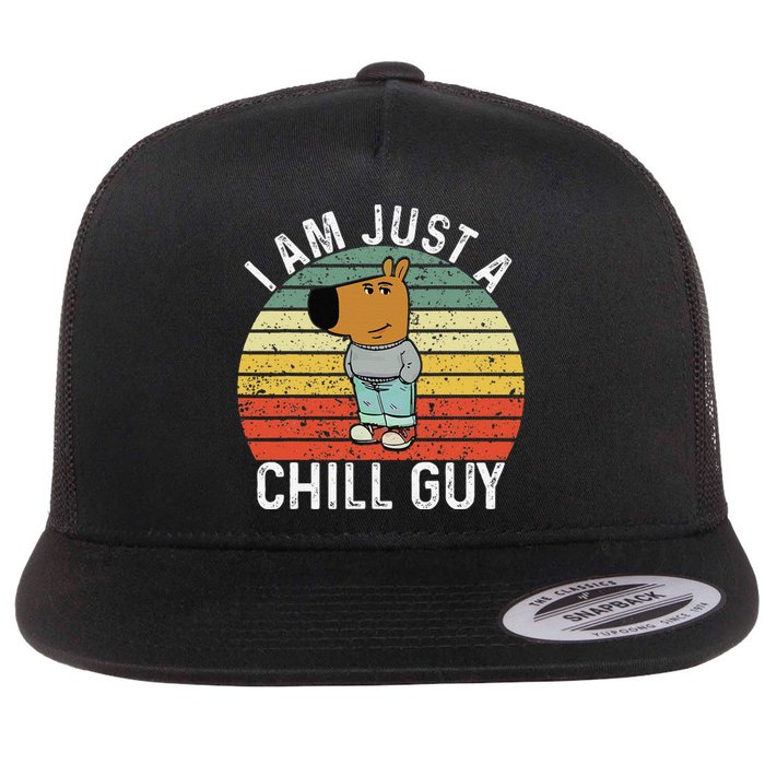 Chill Guy Meme Dog Cool Internet Statement Gift Flat Bill Trucker Hat