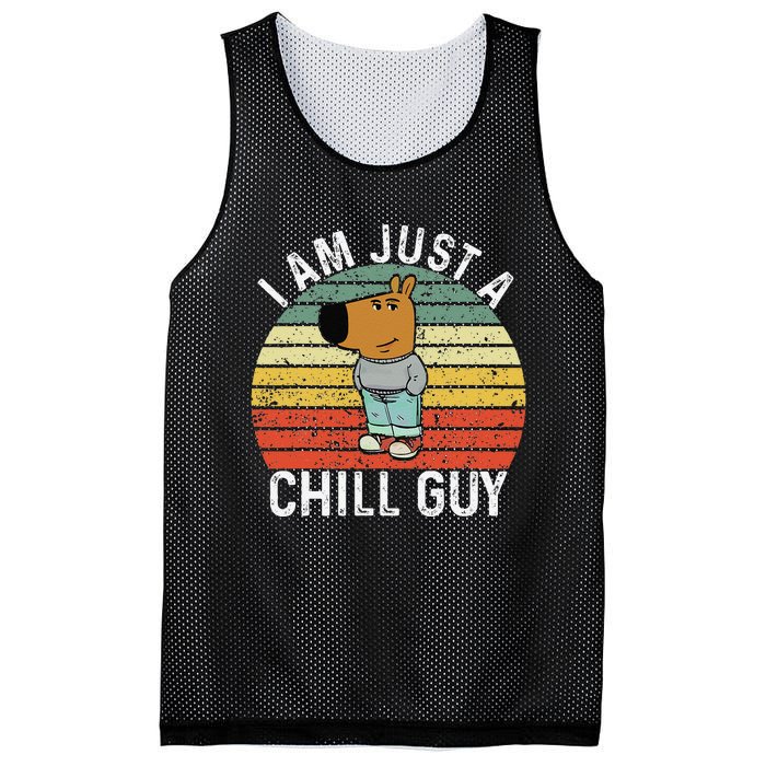 Chill Guy Meme Dog Cool Internet Statement Gift Mesh Reversible Basketball Jersey Tank