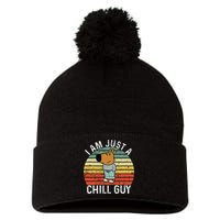 Chill Guy Meme Dog Cool Internet Statement Gift Pom Pom 12in Knit Beanie