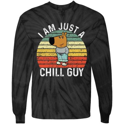 Chill Guy Meme Dog Cool Internet Statement Gift Tie-Dye Long Sleeve Shirt