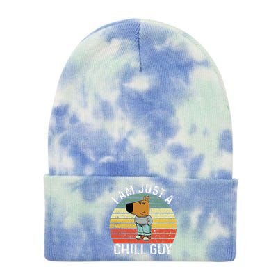 Chill Guy Meme Dog Cool Internet Statement Gift Tie Dye 12in Knit Beanie