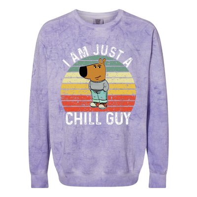 Chill Guy Meme Dog Cool Internet Statement Colorblast Crewneck Sweatshirt