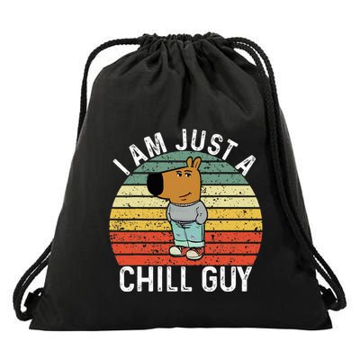 Chill Guy Meme Dog Cool Internet Statement Drawstring Bag