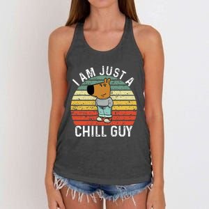 Chill Guy Meme Dog Cool Internet Statement Women's Knotted Racerback Tank