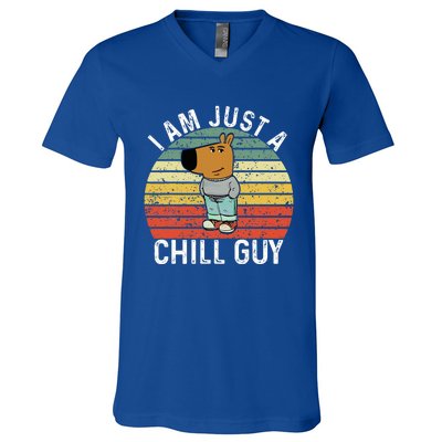 Chill Guy Meme Dog Cool Internet Statement V-Neck T-Shirt