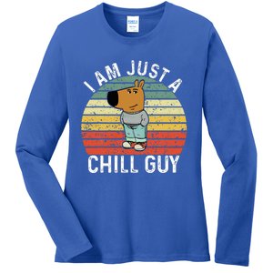 Chill Guy Meme Dog Cool Internet Statement Ladies Long Sleeve Shirt