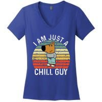 Chill Guy Meme Dog Cool Internet Statement Women's V-Neck T-Shirt