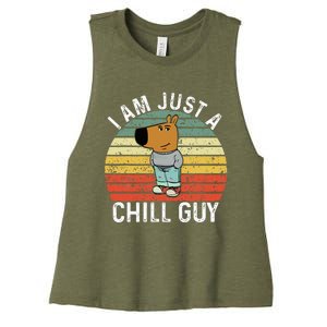 Chill Guy Meme Dog Cool Internet Statement Women's Racerback Cropped Tank