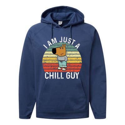 Chill Guy Meme Dog Cool Internet Statement Performance Fleece Hoodie