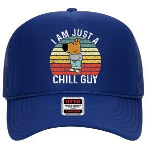 Chill Guy Meme Dog Cool Internet Statement High Crown Mesh Back Trucker Hat