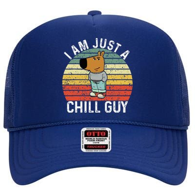 Chill Guy Meme Dog Cool Internet Statement High Crown Mesh Back Trucker Hat