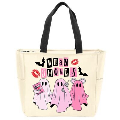 Cute Ghost Mean Ghouls Funny Halloween Costume Spooky Season Zip Tote Bag