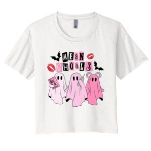 Cute Ghost Mean Ghouls Funny Halloween Costume Spooky Season Women's Crop Top Tee