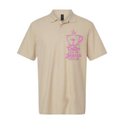 Coffee Gets Me Started Jesus Keeps Me Going Gift Softstyle Adult Sport Polo