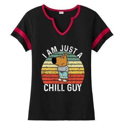 Chill Guy Meme Dog Cool Internet Statement Ladies Halftime Notch Neck Tee