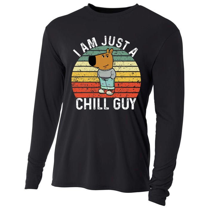 Chill Guy Meme Dog Cool Internet Statement Cooling Performance Long Sleeve Crew