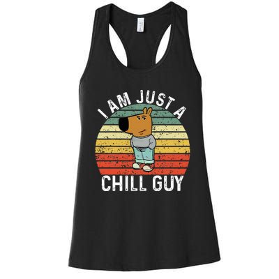 Chill Guy Meme Dog Cool Internet Statement Women's Racerback Tank