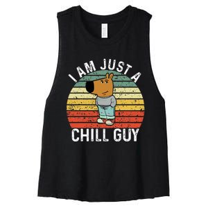 Chill Guy Meme Dog Cool Internet Statement Women's Racerback Cropped Tank