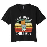 Chill Guy Meme Dog Cool Internet Statement Women's Crop Top Tee