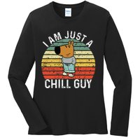 Chill Guy Meme Dog Cool Internet Statement Ladies Long Sleeve Shirt