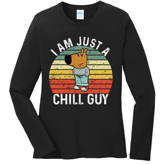 Chill Guy Meme Dog Cool Internet Statement Ladies Long Sleeve Shirt