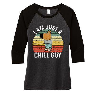 Chill Guy Meme Dog Cool Internet Statement Women's Tri-Blend 3/4-Sleeve Raglan Shirt