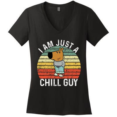 Chill Guy Meme Dog Cool Internet Statement Women's V-Neck T-Shirt