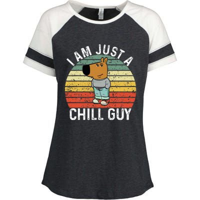 Chill Guy Meme Dog Cool Internet Statement Enza Ladies Jersey Colorblock Tee