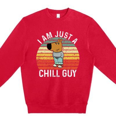 Chill Guy Meme Dog Cool Internet Statement Premium Crewneck Sweatshirt