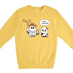 Cow Ghosts Moo I Mean Boo Cow Ghost Halloween Gift Premium Crewneck Sweatshirt