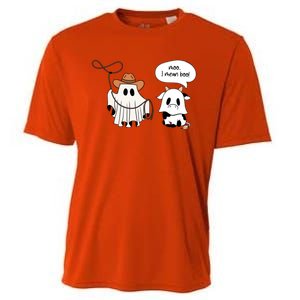 Cow Ghosts Moo I Mean Boo Cow Ghost Halloween Gift Cooling Performance Crew T-Shirt