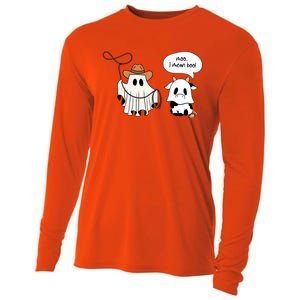 Cow Ghosts Moo I Mean Boo Cow Ghost Halloween Gift Cooling Performance Long Sleeve Crew